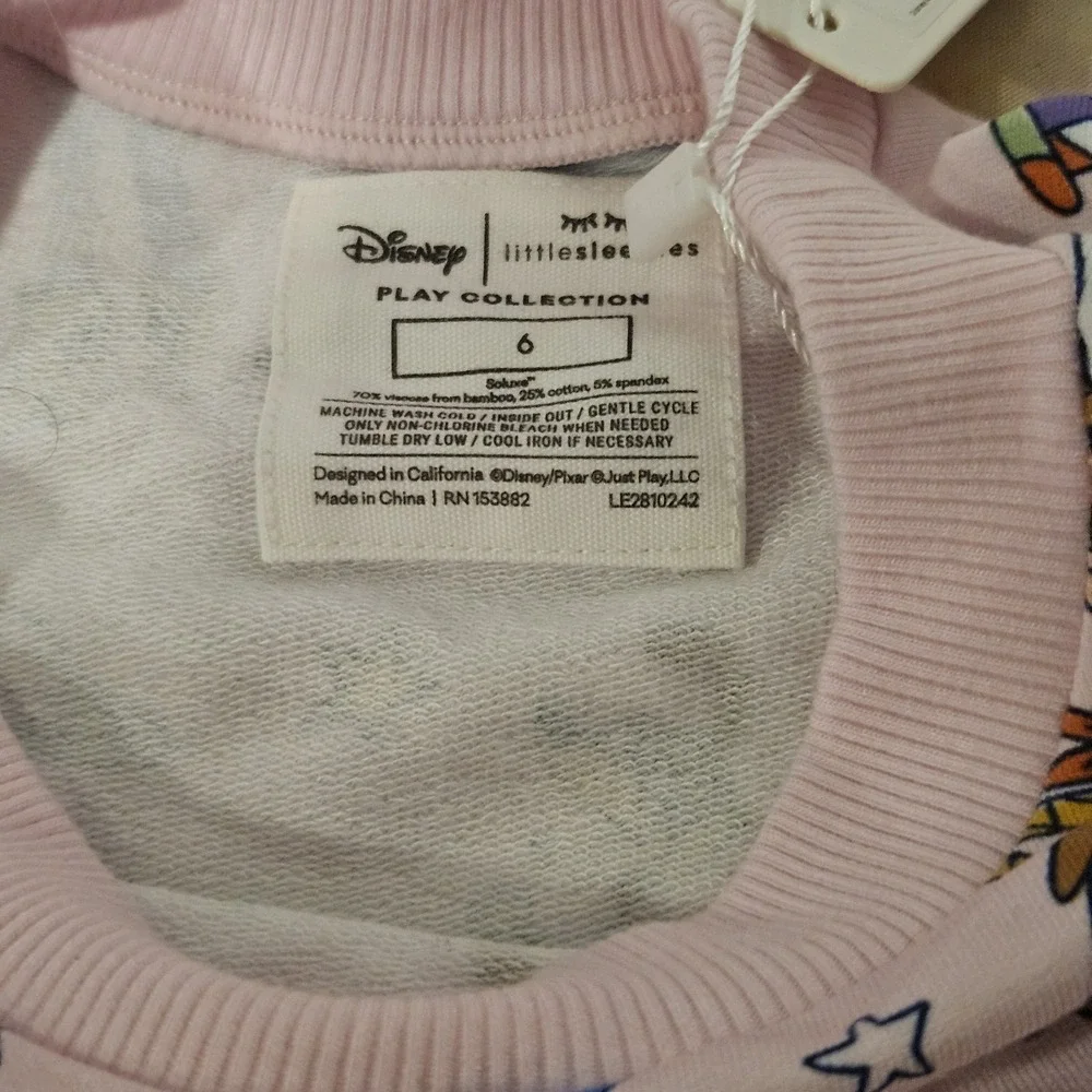 Little Sleepies Toy Story Disney Pixar Woody Buzz Pink Sweatshirt Size 6 NWT